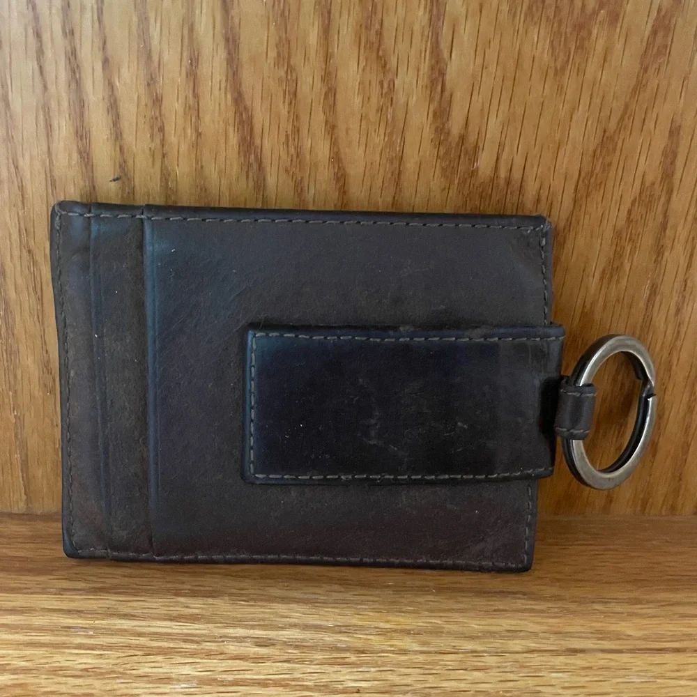 Brothers/Sons Brown Leather Card Holder with Key Ring